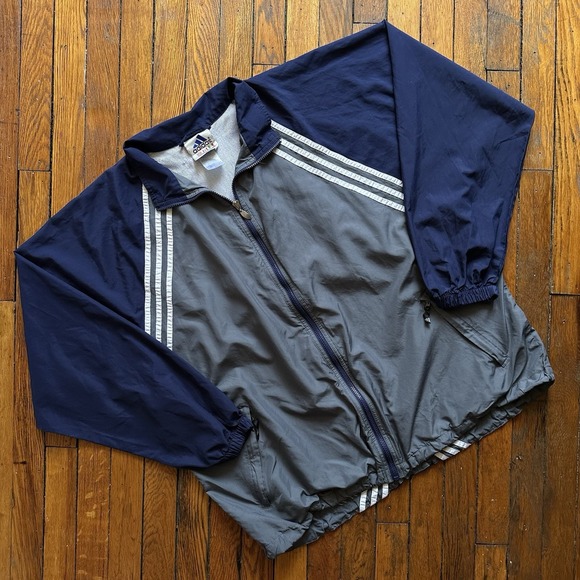 adidas Other - Vtg 90s Adidas Windbreaker Track Jacket‎ Bomber Men XL Blue Gray Color Block